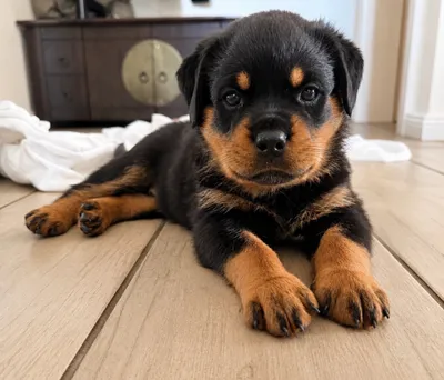 Rottweiler-Welpe des A-Wurfs auf Entdeckungstour